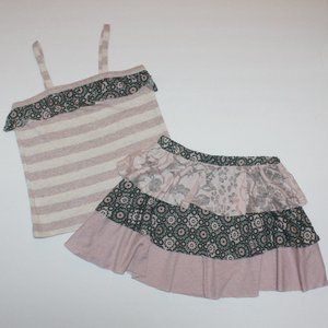 Big Citizen Girl's Dusty Pink Mixed Media Tank Top Skirt Outfit Set size 5